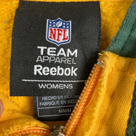 Reebok Green Bay Packers Hoodie Womens Size M Green Yellow Full Zip NFL Jacket - Picture 3 of 8